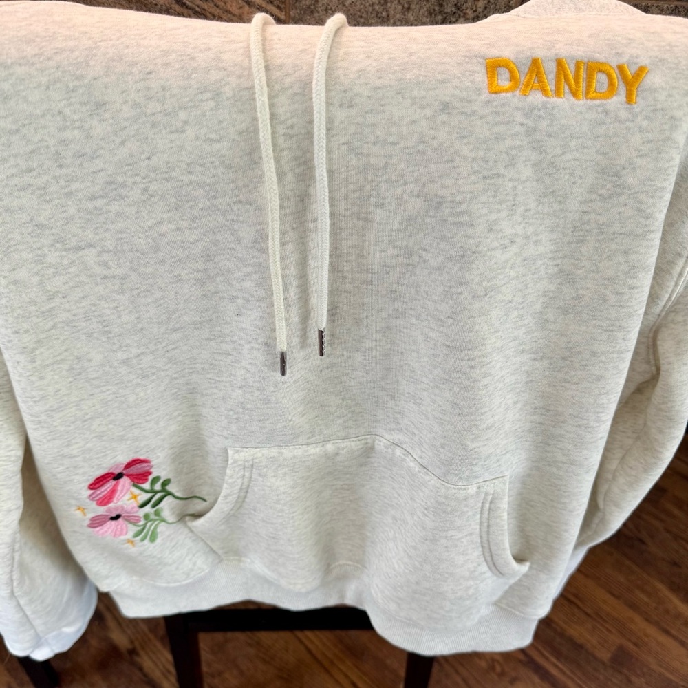 Women's Cream Hoodie with Floral Embroidery